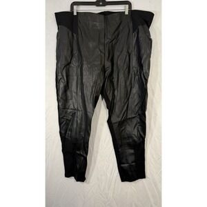 Avenue Faux Leather Stretch Pants Women's Size 30 Black Pleather Pull On Ankles